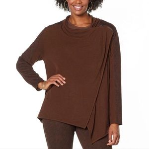 DG2 Diane Gilman Drape Front Easy Jacket, Brown Croc, 2X